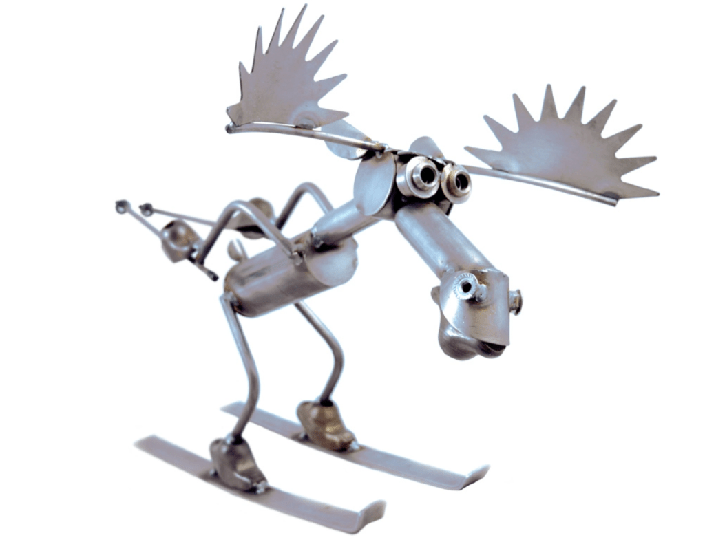 Moose on skis lawn sculpture