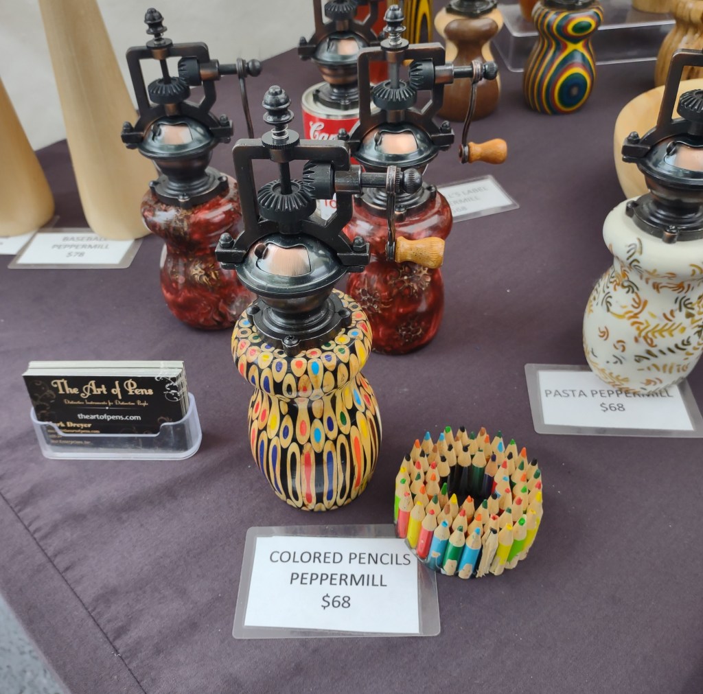 Peppermills made from colored pencils